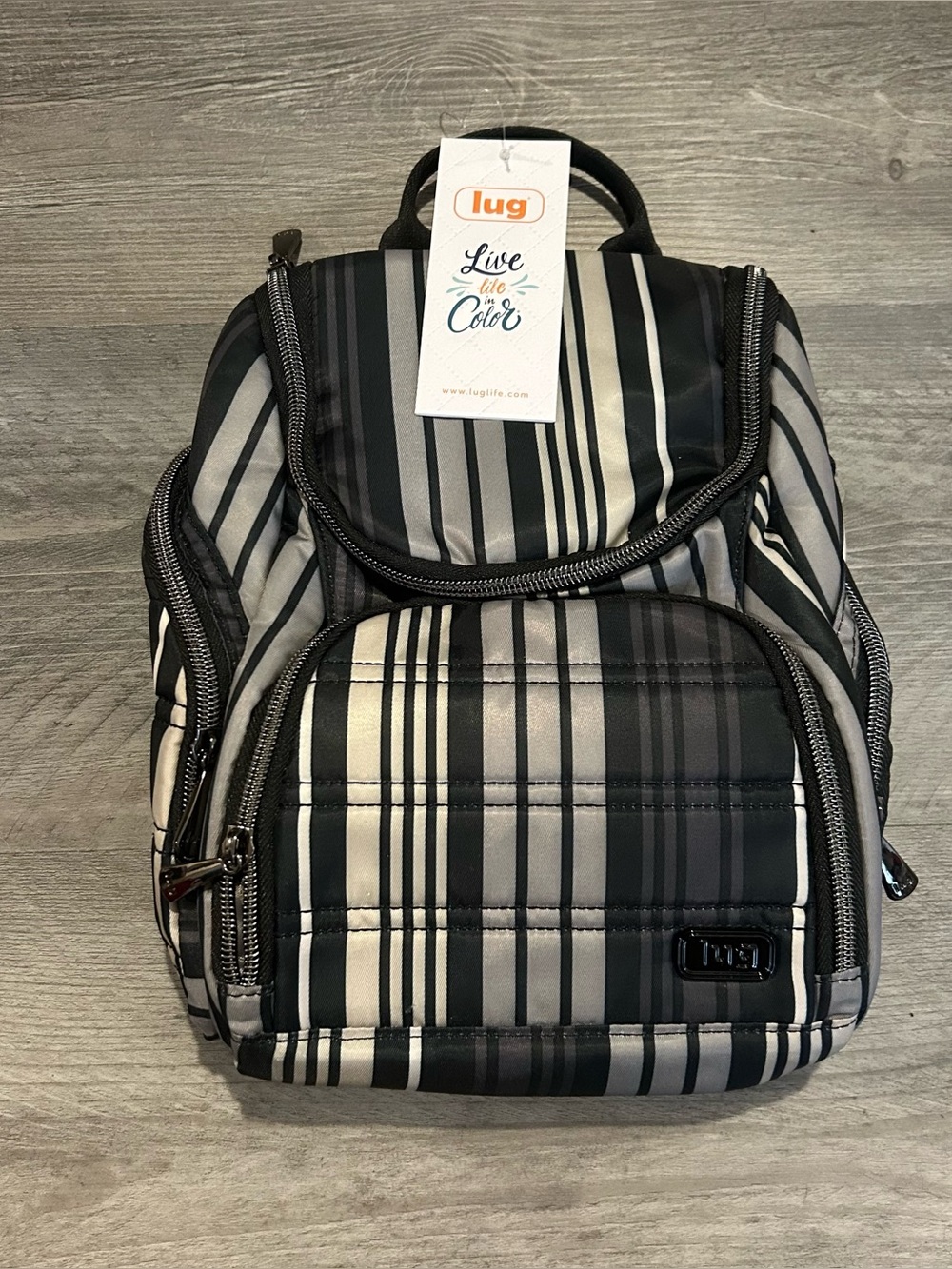 NWT Lug Caddy Black Striped Carryon Travel bag